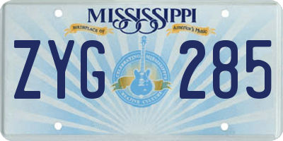 MS license plate ZYG285