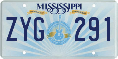 MS license plate ZYG291