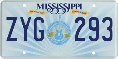 MS license plate ZYG293