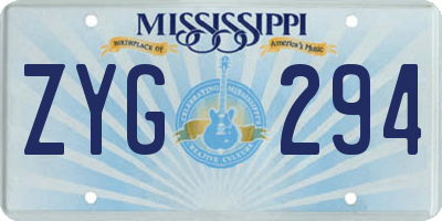 MS license plate ZYG294