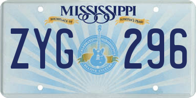MS license plate ZYG296