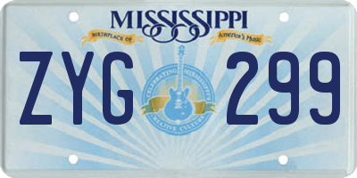 MS license plate ZYG299