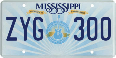 MS license plate ZYG300