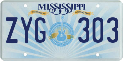 MS license plate ZYG303