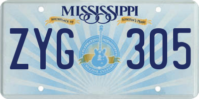 MS license plate ZYG305