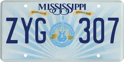 MS license plate ZYG307