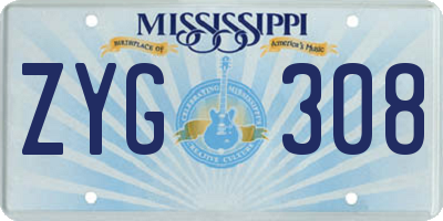 MS license plate ZYG308