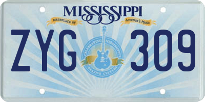 MS license plate ZYG309