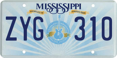 MS license plate ZYG310