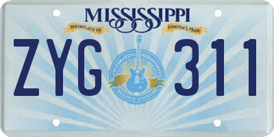 MS license plate ZYG311