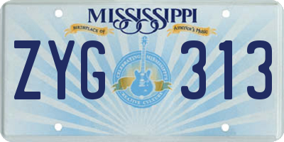 MS license plate ZYG313