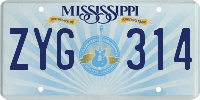 MS license plate ZYG314