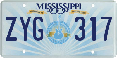 MS license plate ZYG317