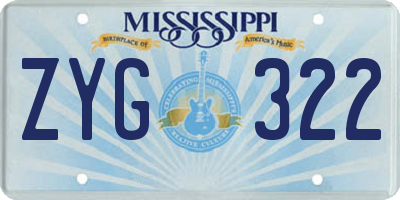 MS license plate ZYG322