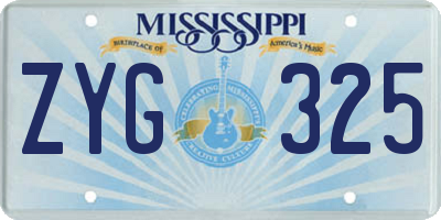 MS license plate ZYG325