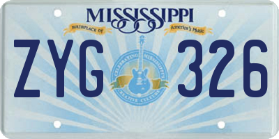 MS license plate ZYG326