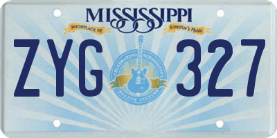 MS license plate ZYG327