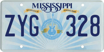MS license plate ZYG328