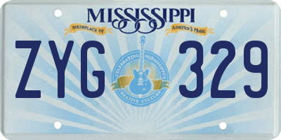 MS license plate ZYG329