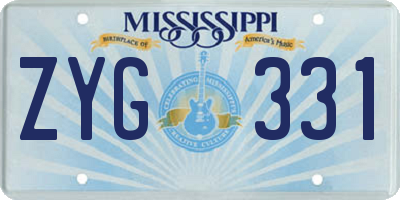 MS license plate ZYG331
