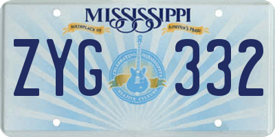 MS license plate ZYG332