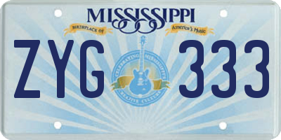 MS license plate ZYG333