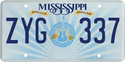 MS license plate ZYG337