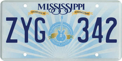 MS license plate ZYG342