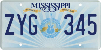 MS license plate ZYG345
