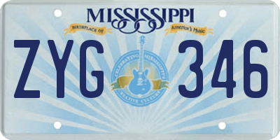 MS license plate ZYG346