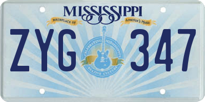 MS license plate ZYG347
