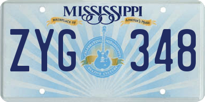 MS license plate ZYG348