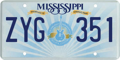 MS license plate ZYG351