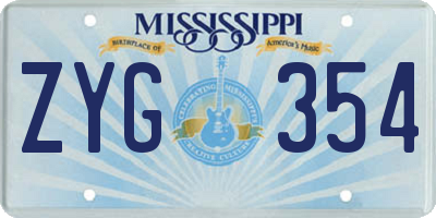 MS license plate ZYG354