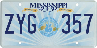 MS license plate ZYG357