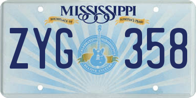 MS license plate ZYG358