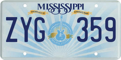 MS license plate ZYG359