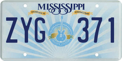 MS license plate ZYG371