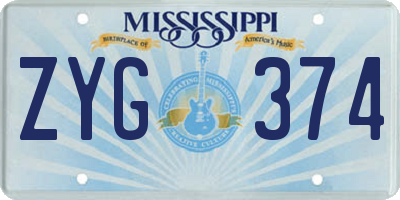 MS license plate ZYG374