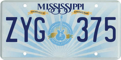MS license plate ZYG375