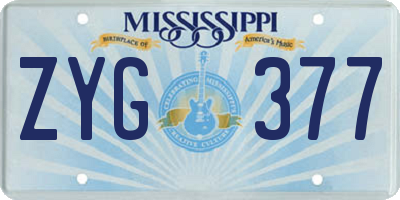 MS license plate ZYG377