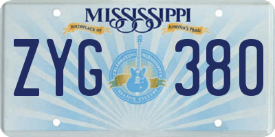 MS license plate ZYG380