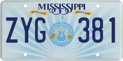 MS license plate ZYG381
