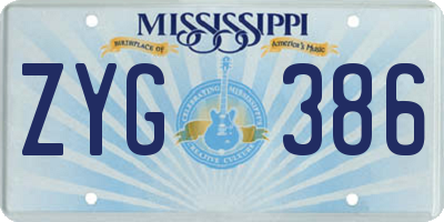 MS license plate ZYG386