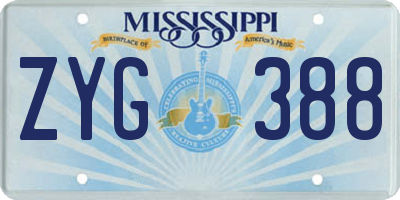 MS license plate ZYG388