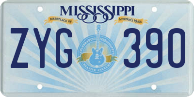 MS license plate ZYG390