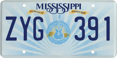 MS license plate ZYG391