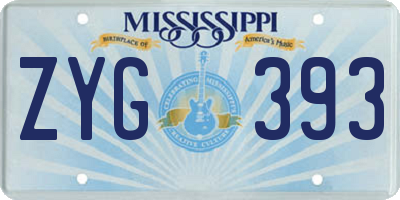 MS license plate ZYG393