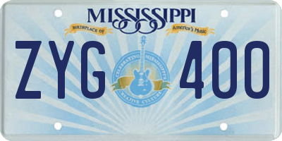 MS license plate ZYG400