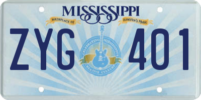 MS license plate ZYG401